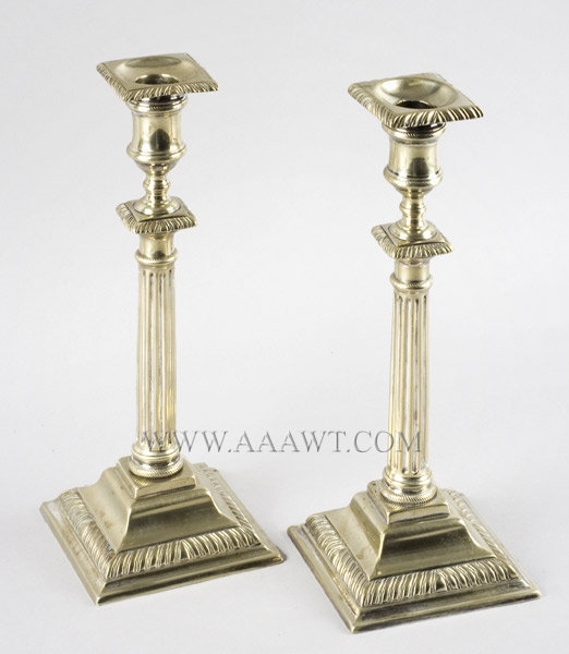 Pair of Paktong Candlesticks, Detachable Bobeche
England
18th Century, entire view